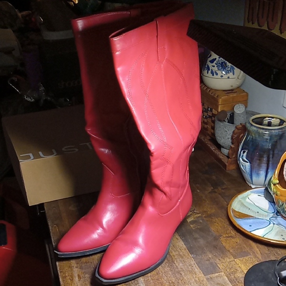 JustFab Red Heeled Boots